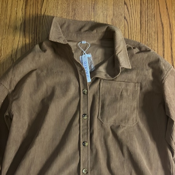 NWT QIXING Woman’s Brown Button Down Sweater Size M - Picture 2 of 6
